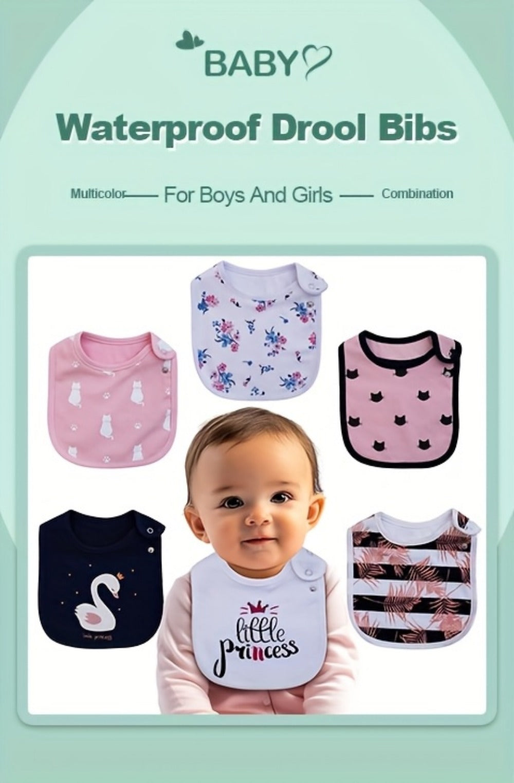 Baby Bib - 12-pcs Adjustable 12pcs Bibs