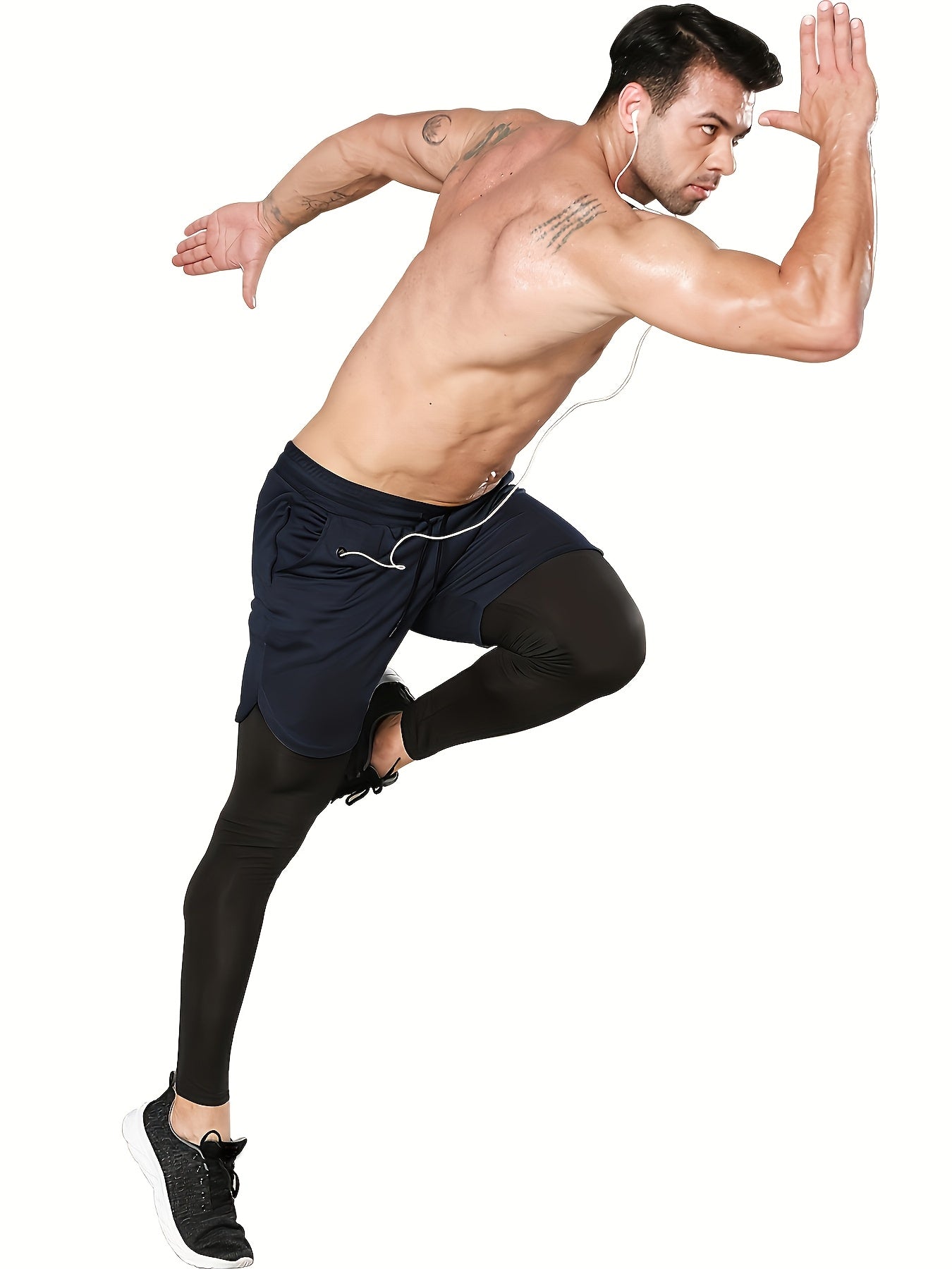 Compression Pants Men 2 in 1 Running Pants Workout Pants for Men Gym Tights with Towel Loop