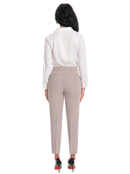 Women'S High Waisted Slim Fit Ankle Dress Pants Stretch Trousers with Pockets, Elegant Office Workwear Bottoms