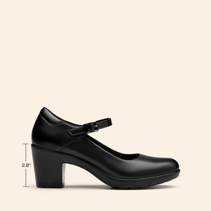 Women's Chunky Low Block Heels Mary Jane Closed Toe Work Pumps Comfortable Round Toe Dress Wedding Shoes