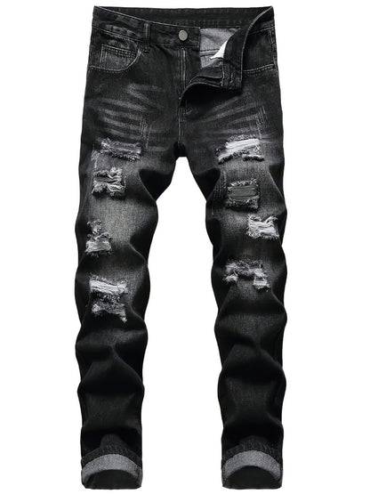 Men's Skinny Jeans - Classic Wash Distressed