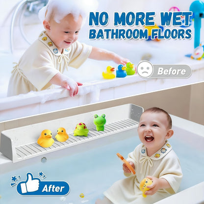 Silicone Bathtub Splash Guard Organizer - 11 Suction Cups and Foldable Design