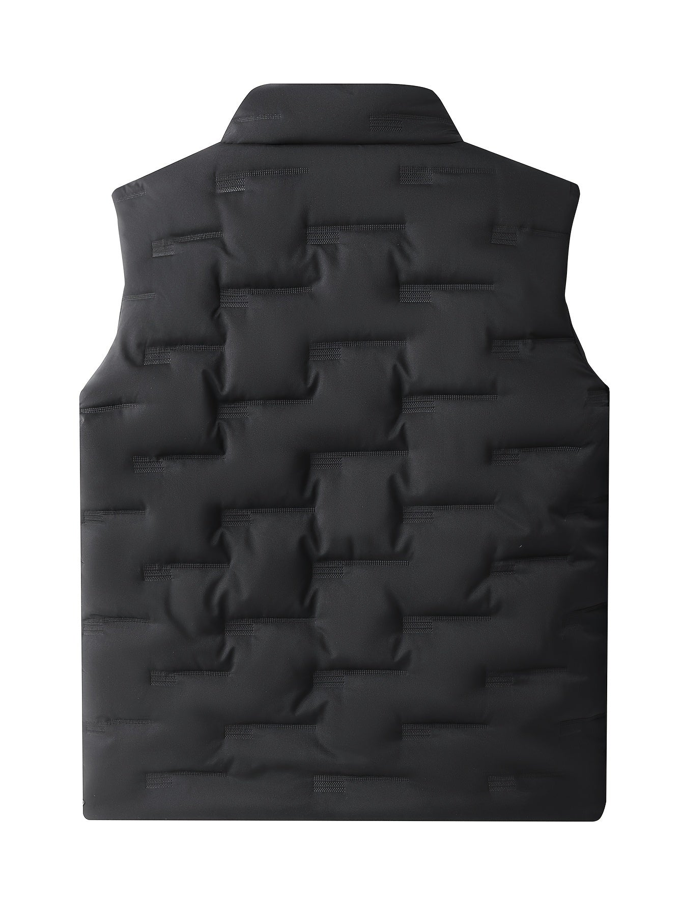 Men's Casual Stand Collar Vest, 100% Polyester Solid Color, Warm Fall/Winter Outerwear with Pockets, Non-Stretch Woven Fabric, Regular Fit - 120gsm