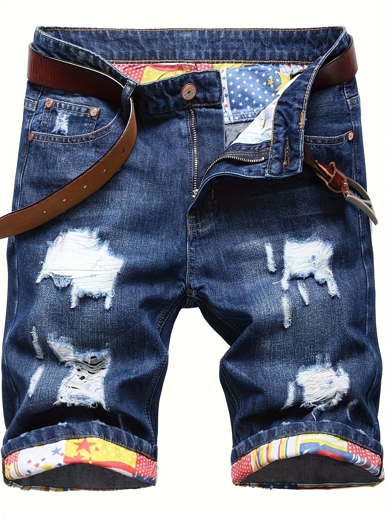 KEEVOOM Men'S Light Blue Washed Gradient Denim Shorts - Summer Casual Slim-Fit Shorts for Outdoor Sports & Trendy Daily Outfits