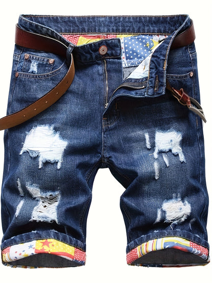 KEEVOOM Men'S Light Blue Washed Gradient Denim Shorts - Summer Casual Slim-Fit Shorts for Outdoor Sports & Trendy Daily Outfits