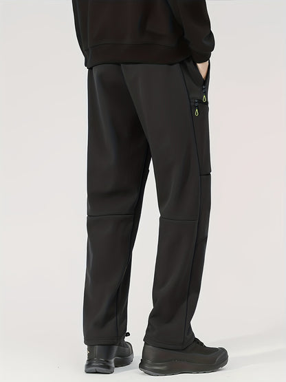 Men's Outdoor Hiking Workwear Straight-Leg Pants Features Zippered Pockets, Breathable Lightweight Design Adjustable Drawstring Waistband Ideal for Outdoor Activities and Everyday Casual Wear, Comfortable Fit