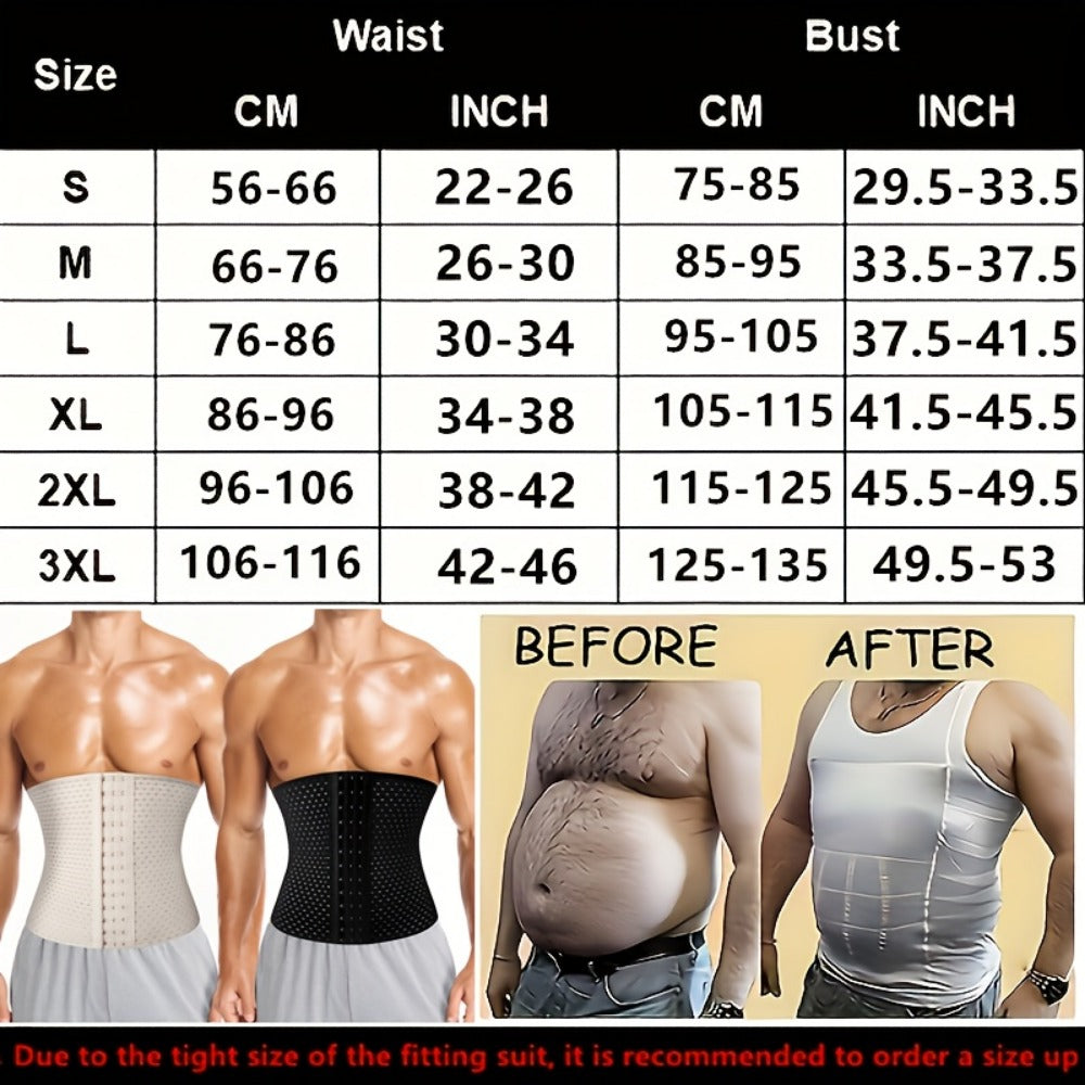 Men's Shapewear Set - Slimming Vest and Tummy Strap