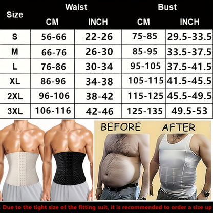 Men's Shapewear Set - Slimming Vest and Tummy Strap
