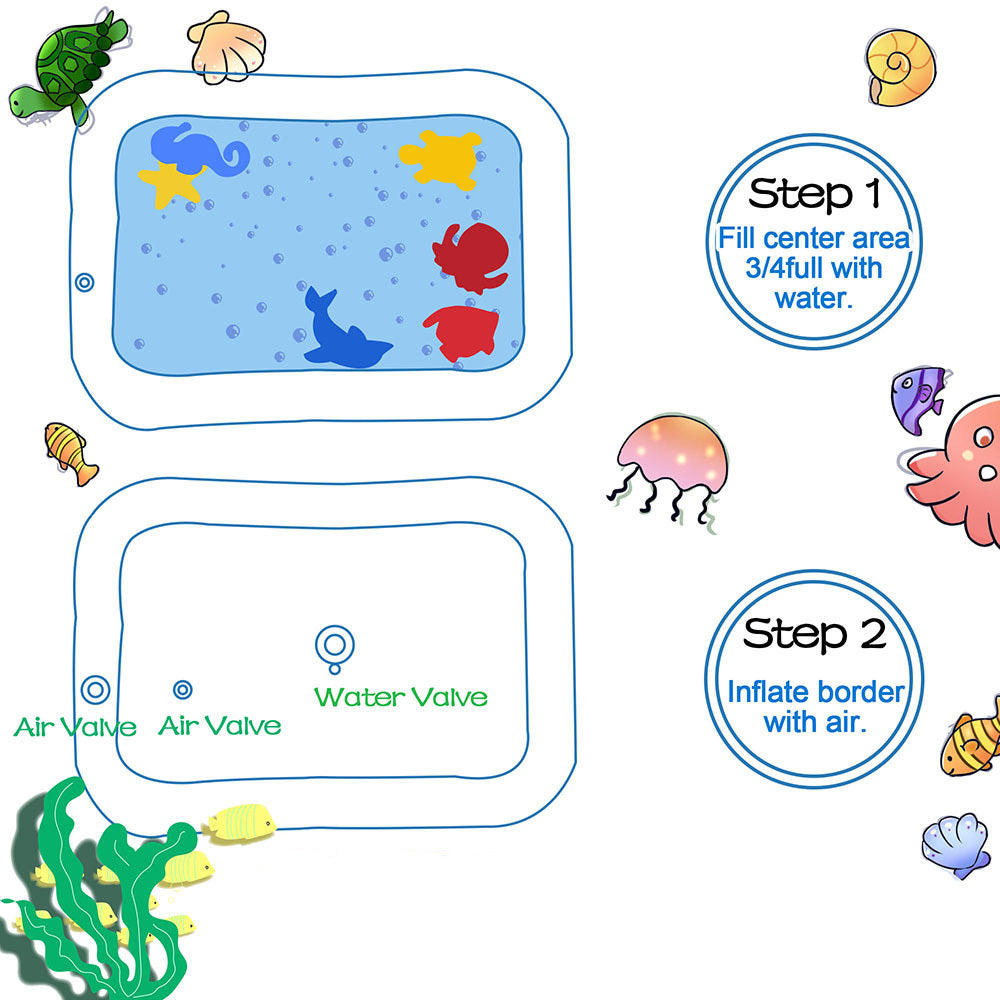 Pink/Blue Tummy Time Water Mat with Gift Box for Infants Toddlers Baby, 26x20 in,Inflatable Water Play Mat For Baby Infants Toddlers Toys Christmas Gift