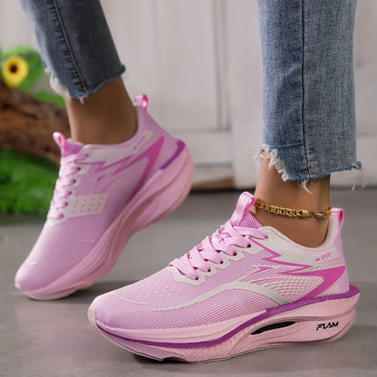 [Sneakers] New Women'S Fashionable Carbon Plate Running Shoes, Woven And Offset Printed Uppers, with MD And Rubber Soles, Featuring Cushioning, Rebound, Breathability, And Slip Resistance, Suitable for Daily Running, Racing, Training