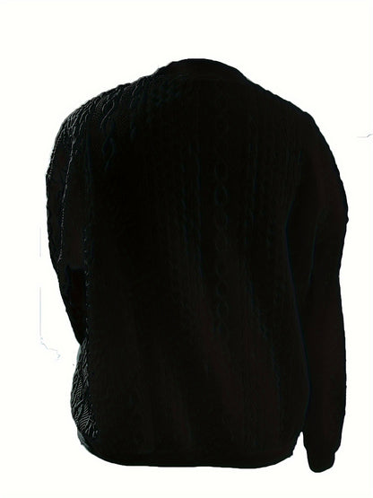 Plus Size, Plus Size Zip Up Textured Solid Jacket, Casual Long Sleeve Outerwear for Fall & Spring, Women's Plus Size Clothing
