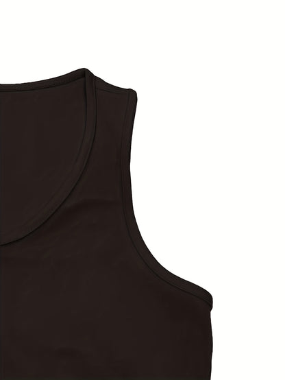 Black Polyester V-Neck Sleeveless Shorts - product view 17