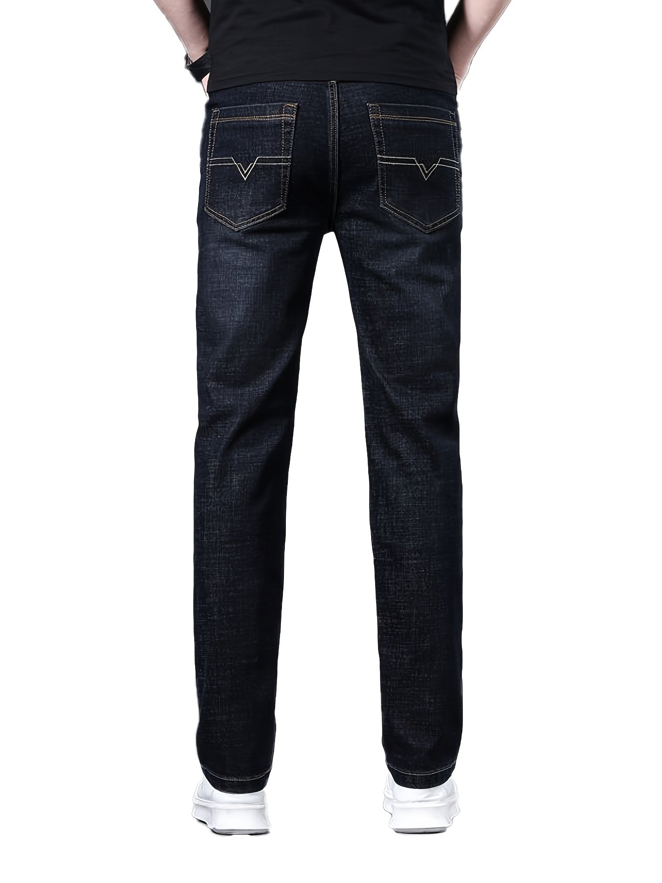 2pcs Men's Business Casual Jeans - Lightweight Slight Stretch Denim Pants, Classic Five-Pocket Design, All-Season Office & Casual Attire - Formal to Casual Outfits, Durable Fabric
