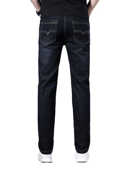 2pcs Men's Business Casual Jeans - Lightweight Slight Stretch Denim Pants, Classic Five-Pocket Design, All-Season Office & Casual Attire - Formal to Casual Outfits, Durable Fabric
