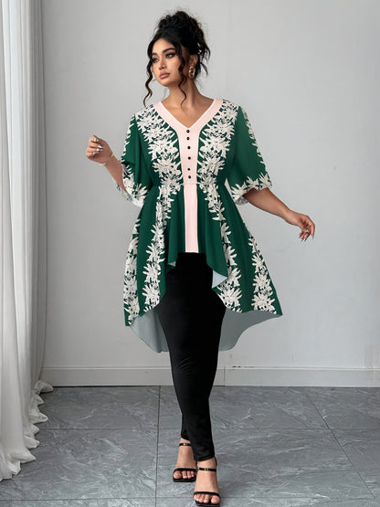 Women's White Polyester Printed V-Neck Dress - product view 33