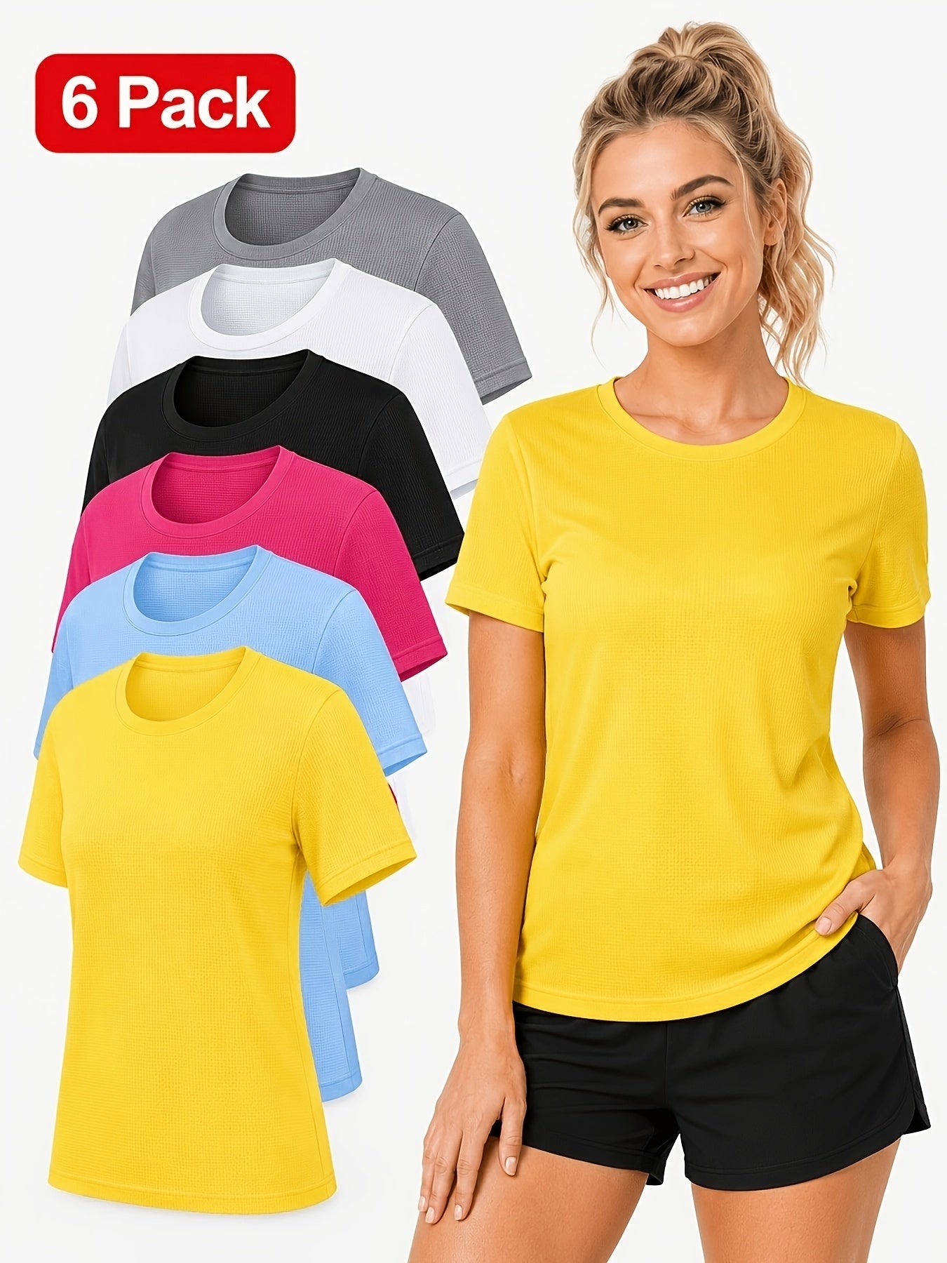 Women'S 6-Pack Performance T-Shirts - Breathable, Moisture-Wicking, and Skin-Friendly for, Outdoor, and Everyday Comfort