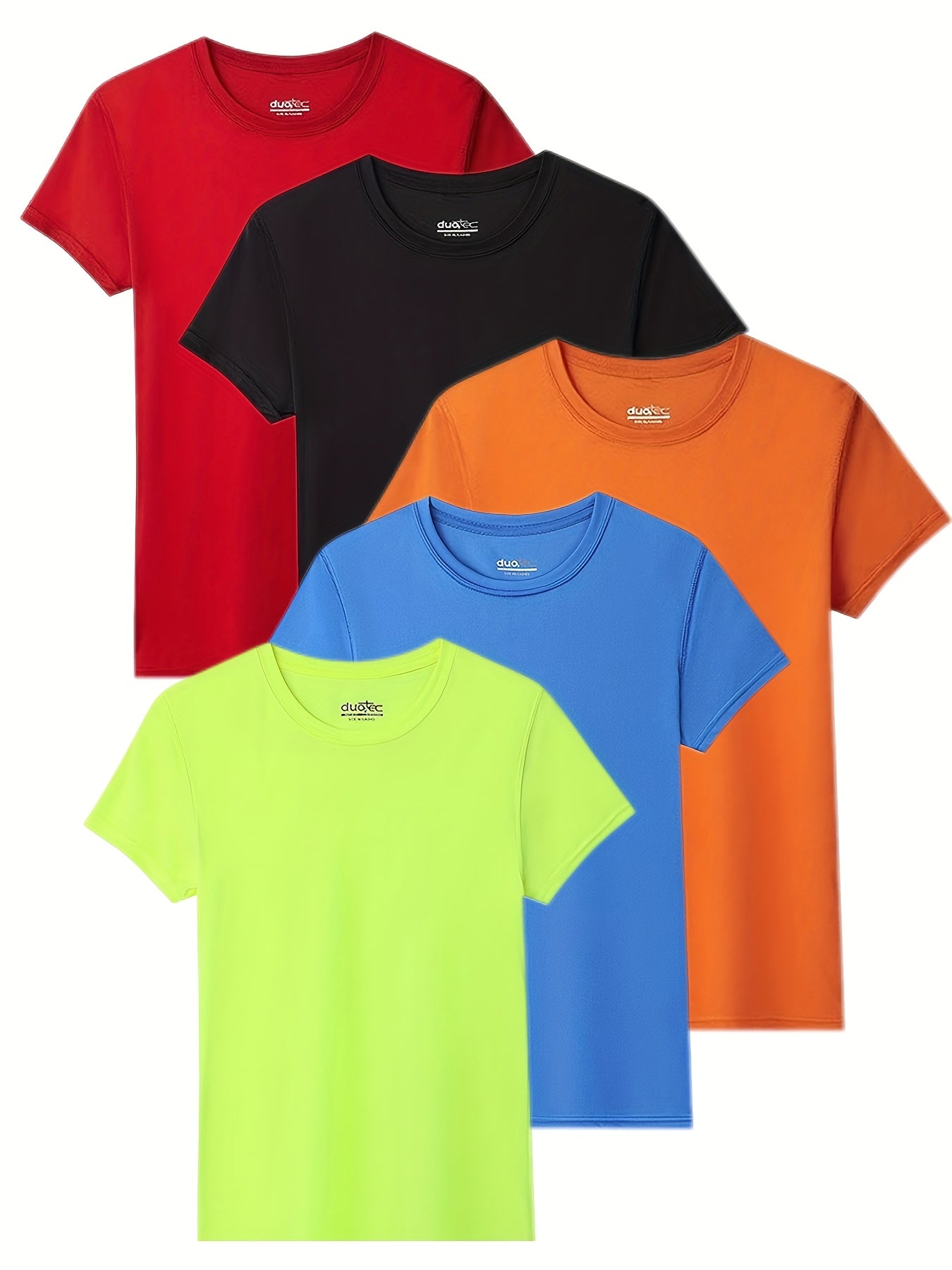 5pcs Women's Quick Dry Crew Neck Short Sleeve T-Shirt, Moisture Wicking, 50+, Size S-2XL, Activewear Essentials, Travel Apparel, Versatile Tee, Minimalist Style, Breathable Fabric, Moisture Wicking Fabric, Women's Tshirt, Multipack Shirts, Fitness