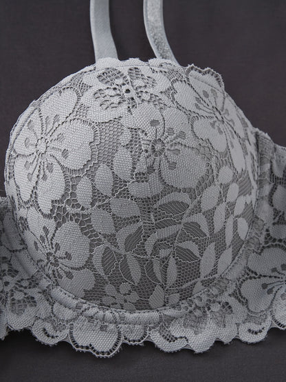 3-Pack Lace Sexy Bra for Women, with Adjustable Thin Straps, 3 Color Combinations, Lace Hollow And Breathable, Deep V Cut, Sexy And Versatile, Comfortable Underwire Bra
