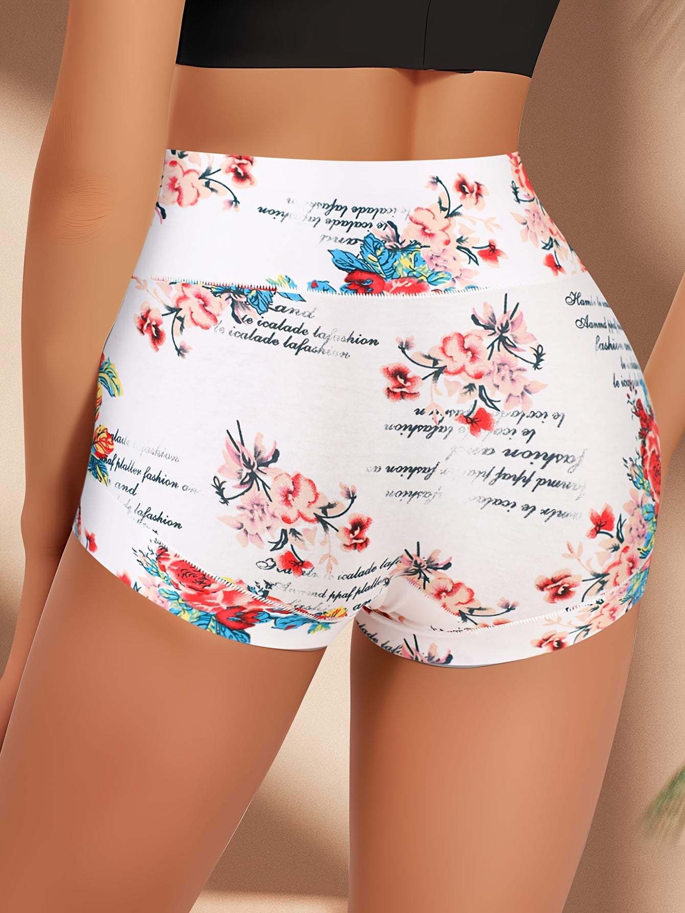 4pcs Comfy Floral Print Triangle Panties- Soft, Breathable, Stretchy, And Intimates for Women- Lingerie And Underwear Essentials for Everyday Comfort Elegant Design