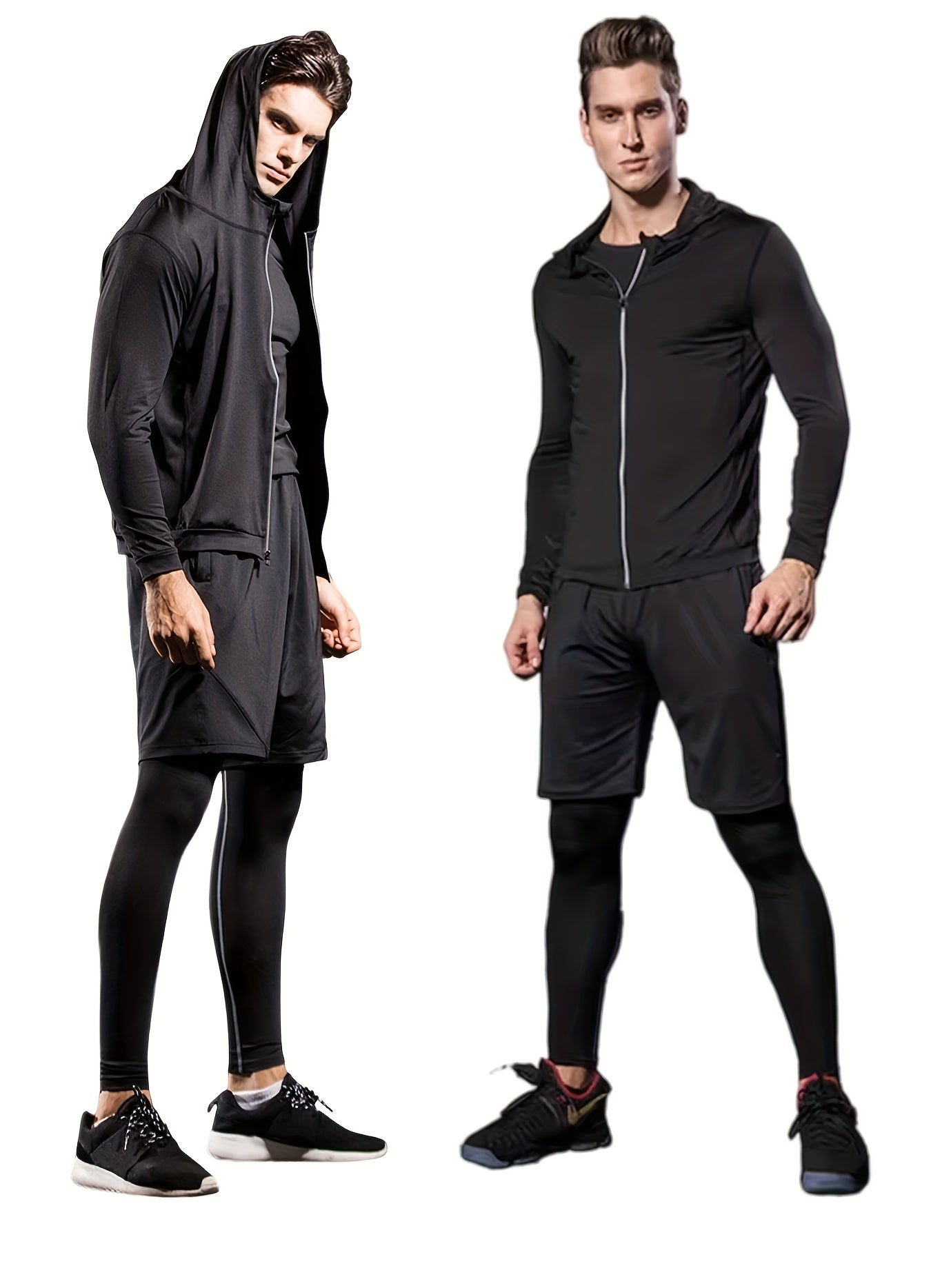 5 Men's Compression Workout Suits, Flannel Pants, Flannel Long Sleeves, Regular Short Sleeves, Baggy Shorts, High-stretch Jackets, Quick-drying Warm-up Suits, Running Workout Suits, Winter Outdoor Warm-up Suits. The Four Seasons Can Wear Freely