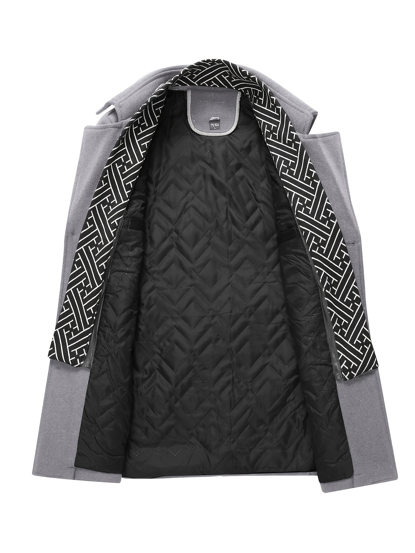 Men'S Wool Blend Coat with Detachable Soft Scarf Notched Collar Single Breasted Overcoat