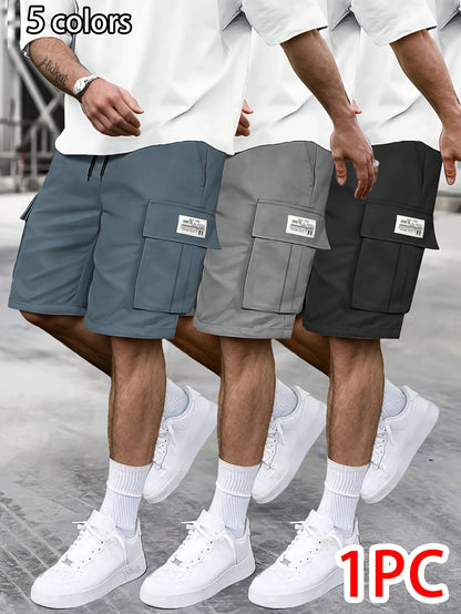 Men's Grey Polyester Cargo Shorts - product view 3