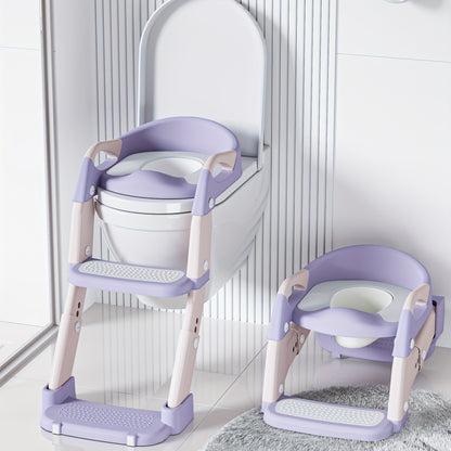 Potty Seat, 3-In-1 Toilet Potty Training Seat, Toddlers Potty Training Toilet Seat Boys Girls, Kids Potty Training Seat Step Stool Ladder, Potty Chair with Anti-Slip Pads