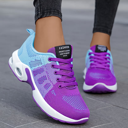 Sneakers, New Women's Road Running Shoes Knitted Mesh Color Blocked Breathable Comfortable Casual Shoes Lightweight Soft Bottom Air Cushion Cushioned Running Shoes Four Seasons Fashion Versatile Outdoor Leisure Sports Walking Women's Shoes