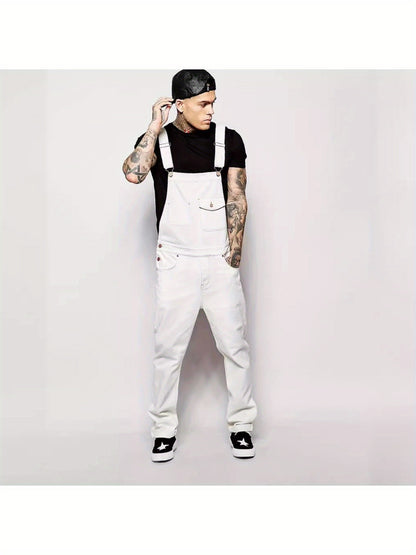 Men'S Denim Bib Overalls, Slim Fit Medium Weight Work Trousers With Adjustable Straps & Tool Pockets, Reinforced Durable Pants For Construction Gardening Mechanical Work, US Sizes S-XXXL.Slim Fit: Recommended To Take One Size Larger Than Normal.