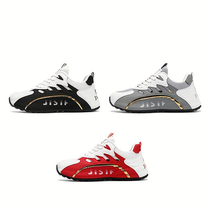 1 Pair Men's Low-Top Training Shoes - Breathable PU/ Fabric Upper, All-Season Comfort for Walking, Running, Travel Casual Wear, Comfy Shoes, Sleek Sporty Design, Modern Athletic, Lightweight Construction, Walking Sneakers, Fitness Enthusiasts