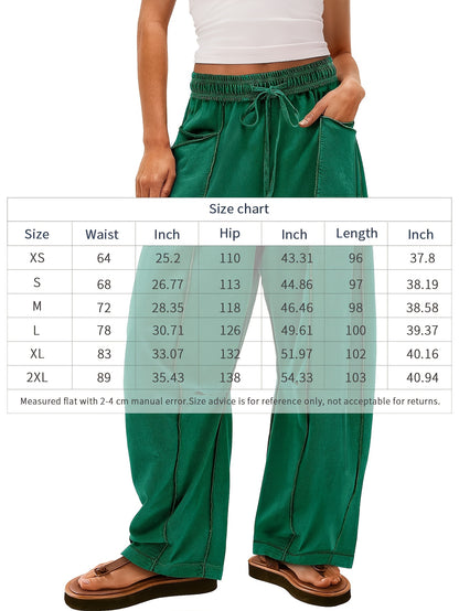 Women'S Loose Wide Leg Pants Casual Summer Wide Leg Pants Drawstring Waist Casual Pants