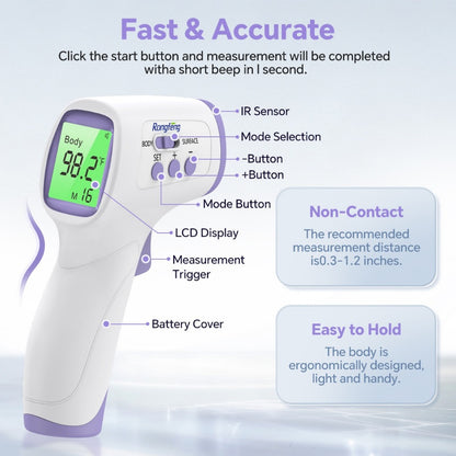 Infrared Forehead Thermometer - LCD Display, Memory and Silent Mode