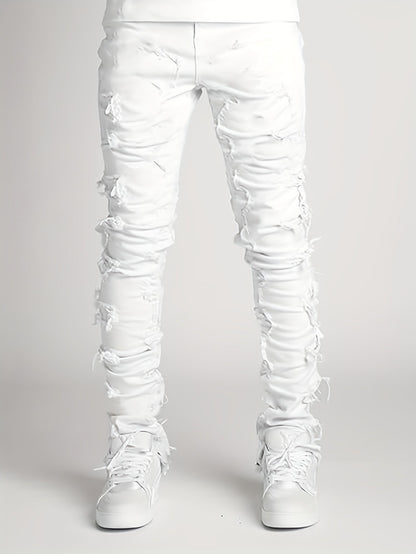 Men's Slim Fit Jeans - Classic Wash Distressed Everyday 377189