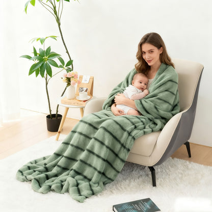 Faux Rabbit Fur Cozy Throw Blanket - Machine-Washable Travel Style
