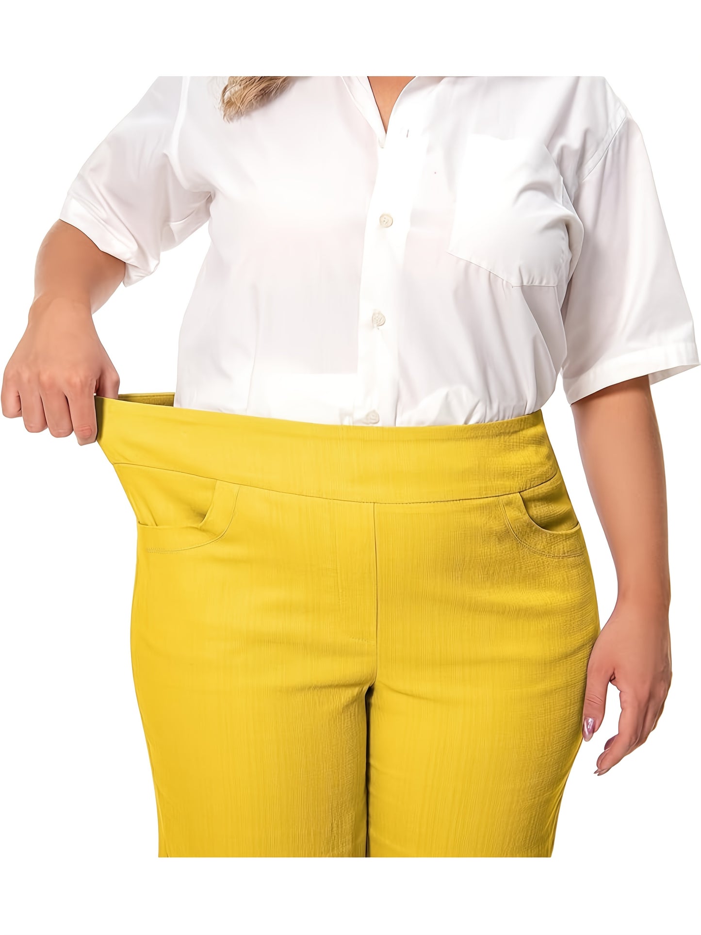 High-Waisted Stretchy Office And Casual Summer Shorts for Women Featuring Front Pockets