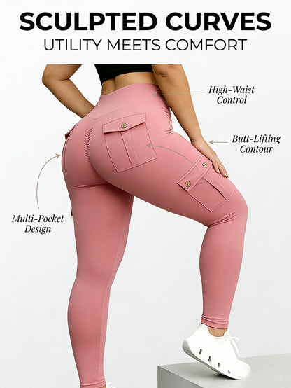 2 Pairs of Women'S Plus Size Tight Workwear Style Pants with Multiple Pockets, Sports Running Casual Daily Exercise Pants, Yoga Pants, High Waist And Hip Lifting, 2pcs Set of Spring, Summer And Autumn Pants, Shipped from Local Warehouse