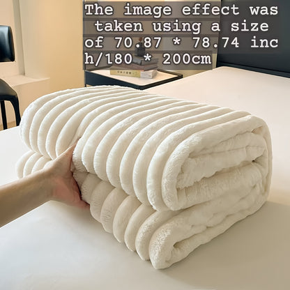 Luxury Cream Faux Rabbit Fur Sleep Blanket -Super Soft, Warm And Cozy, Extra Soft Blanket for Sofa, Bed- Ideal Seasonal Gift, Kids' Bed Blanket, Luxury Feeling Extra Soft Blanket