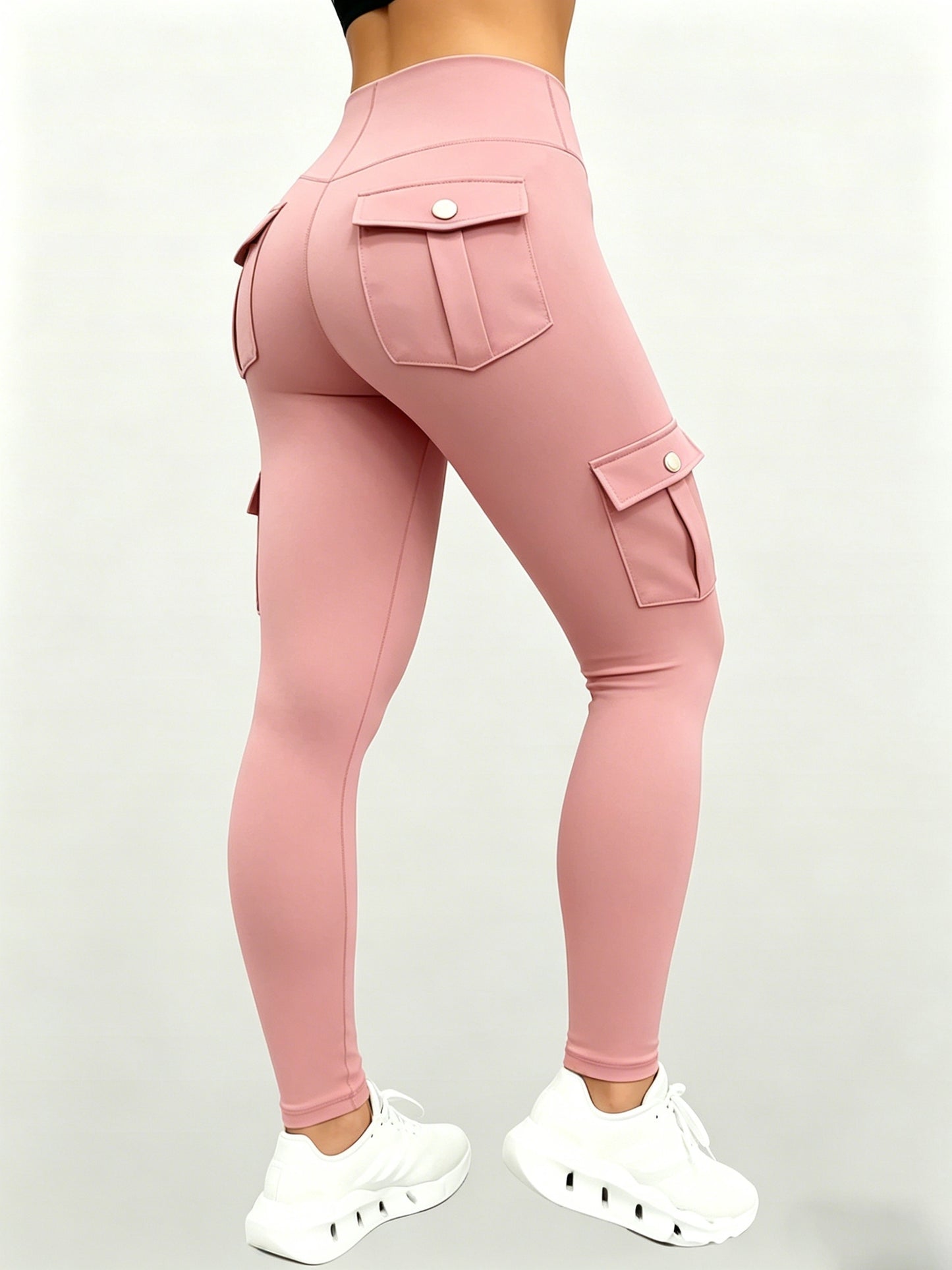 Large-size Women'S Stretchy High-waist Fitness Pants With Multiple Pockets, Breathable And Lightweight Yoga Pants, High-waisted Pants For Toning The Waist And Abdomen, Suitable For Running, Fitness, Yoga, And Casual Outings