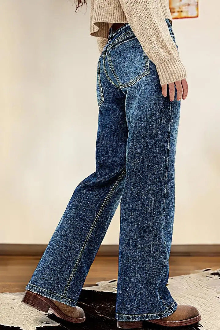 2026 Spring New Vintage High-Waisted Narrow Wide-Leg Jeans, Loose for Commuting, Women's Jeans