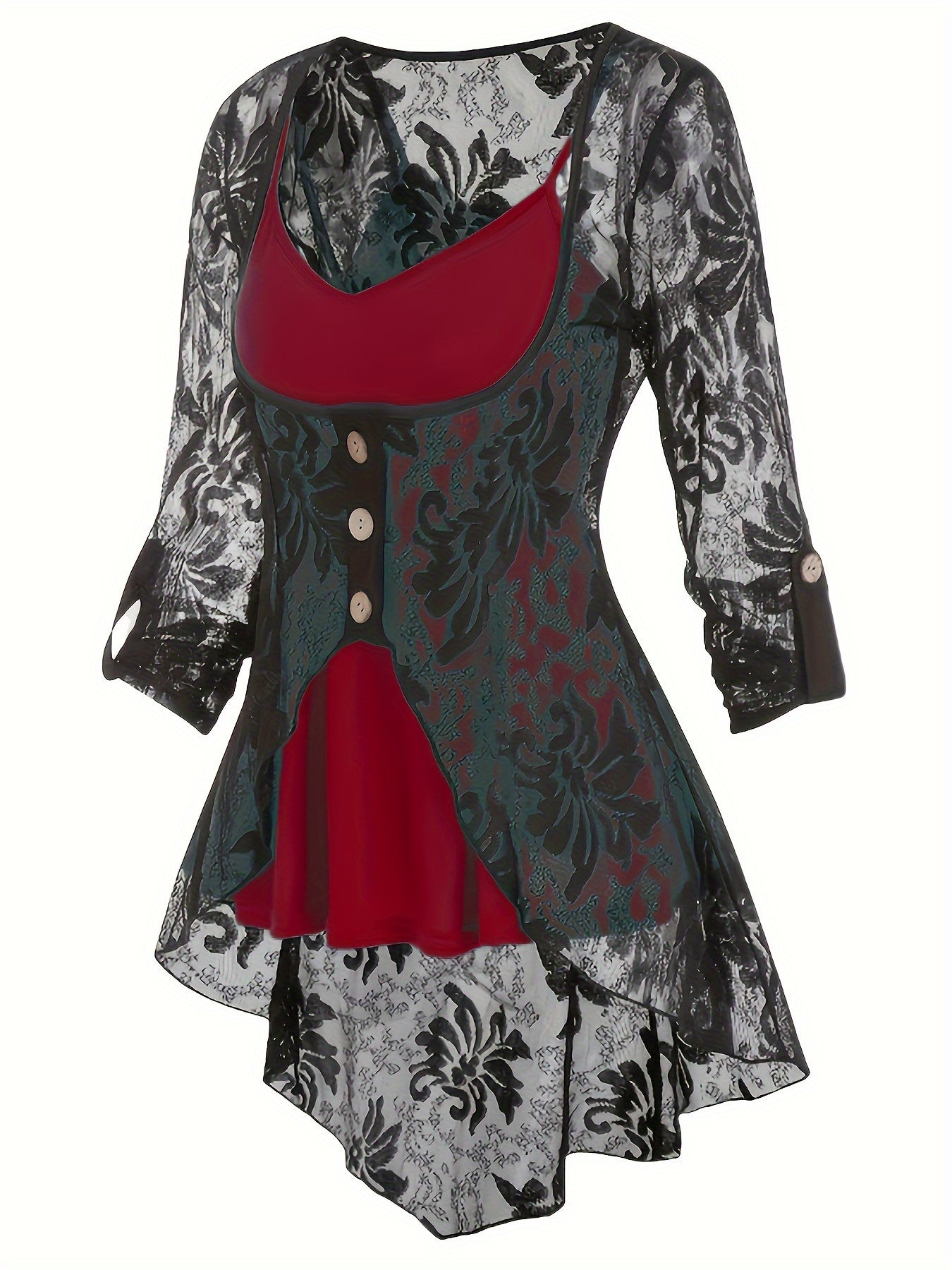 Timeless Plus Size 3-Piece Suit For Women - Lace Button Cardigan + Camisole & Trousers Set, Year-Round Office/Casual/Dinner Outfits 1XL-5XL