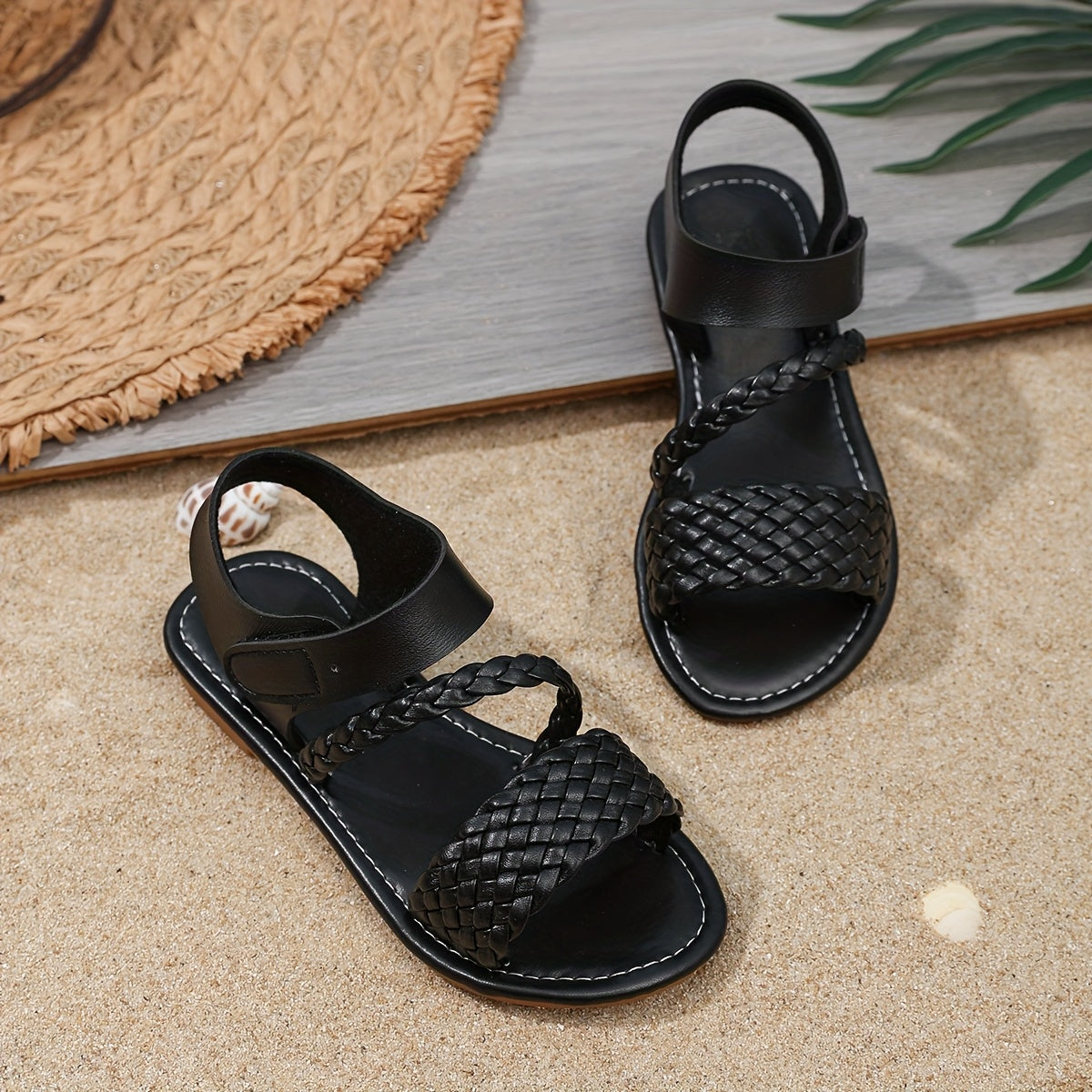 1 Pair of Girls Wearing Braided Rope Decoration Cute Vacation Casual Style Summer Comfortable Breathable Lightweight Flat Sandals