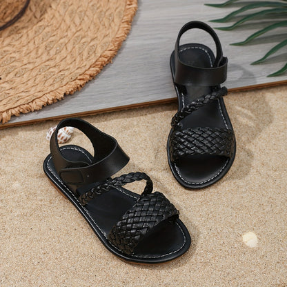 1 Pair of Girls Wearing Braided Rope Decoration Cute Vacation Casual Style Summer Comfortable Breathable Lightweight Flat Sandals