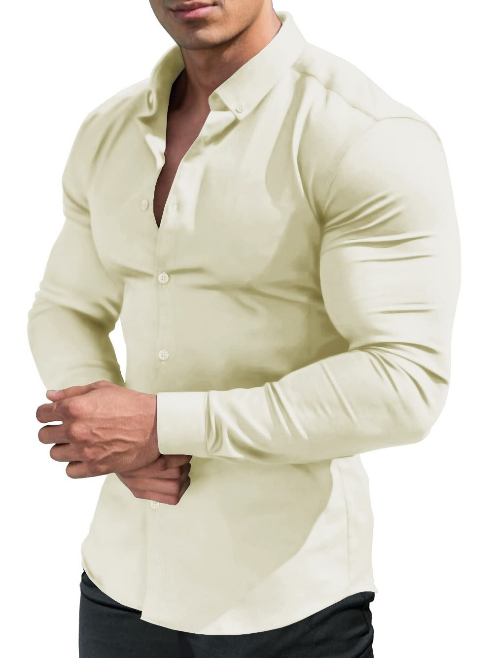 Men's Solid Slim Fit Long Sleeve Dress Shirt - Wrinkle Resistant