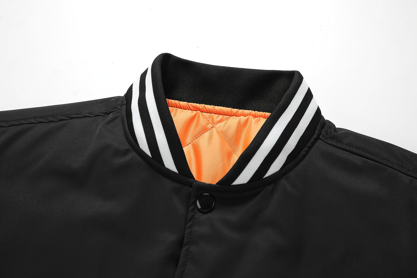 Men'S Plus Size Olive Green Varsity Jacket with Orange Accents - Thick, Warm, and Stylish for Fall/Winter, Baseball Collar, Button-Up Front, Side Pockets, Casual & Outdoor Wear, PLUS SIZE