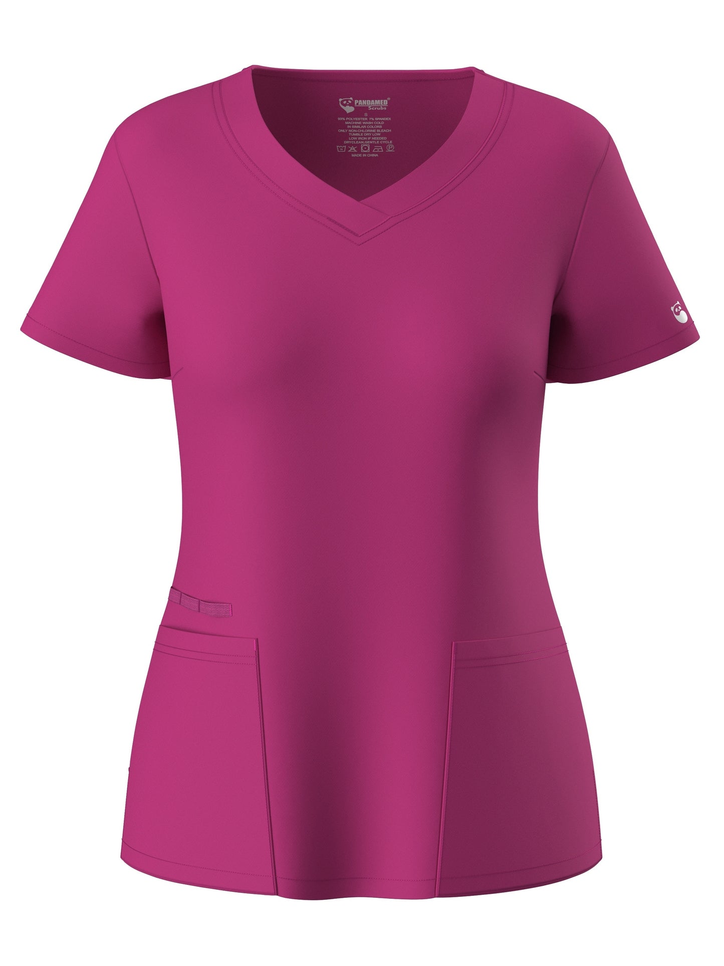 Women's Solid Two-piece Set - Elegant Short Sleeve V Neck Scrub Top & Drawstring Pants Outfits, Clothing
