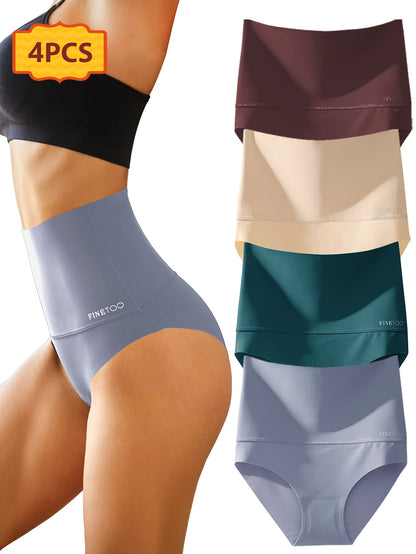 4pcs Seamless High Waisted Triangle Pants, Seamless Abdominal Underwear, Elegant, Comfortable, Skin Friendly And Breathable Underwear, Suitable For Daily Commuting, Women'S Underwear And Underwear