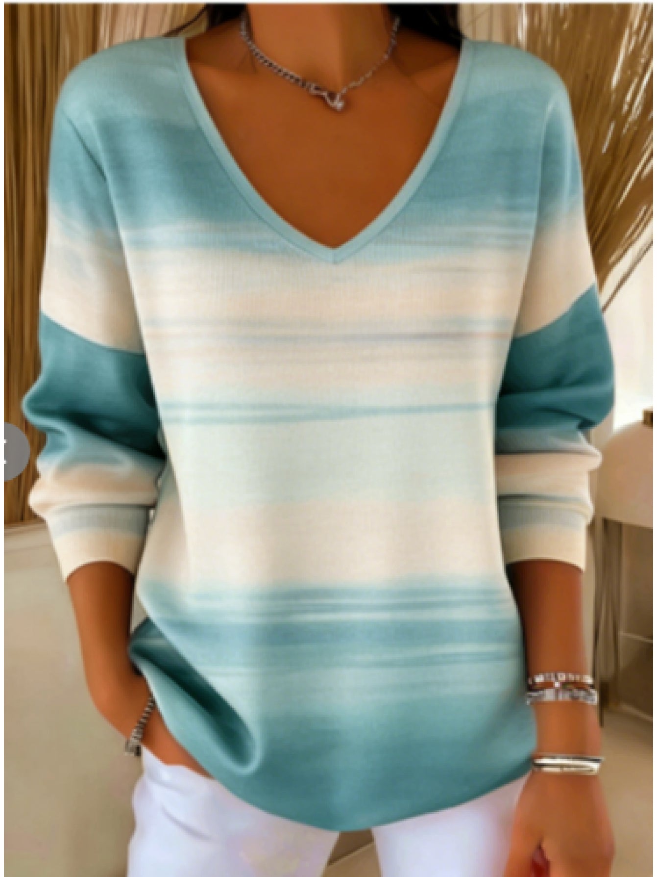 (Mother'S Day) Women'S Gradient Print Long Sleeve Casual Top