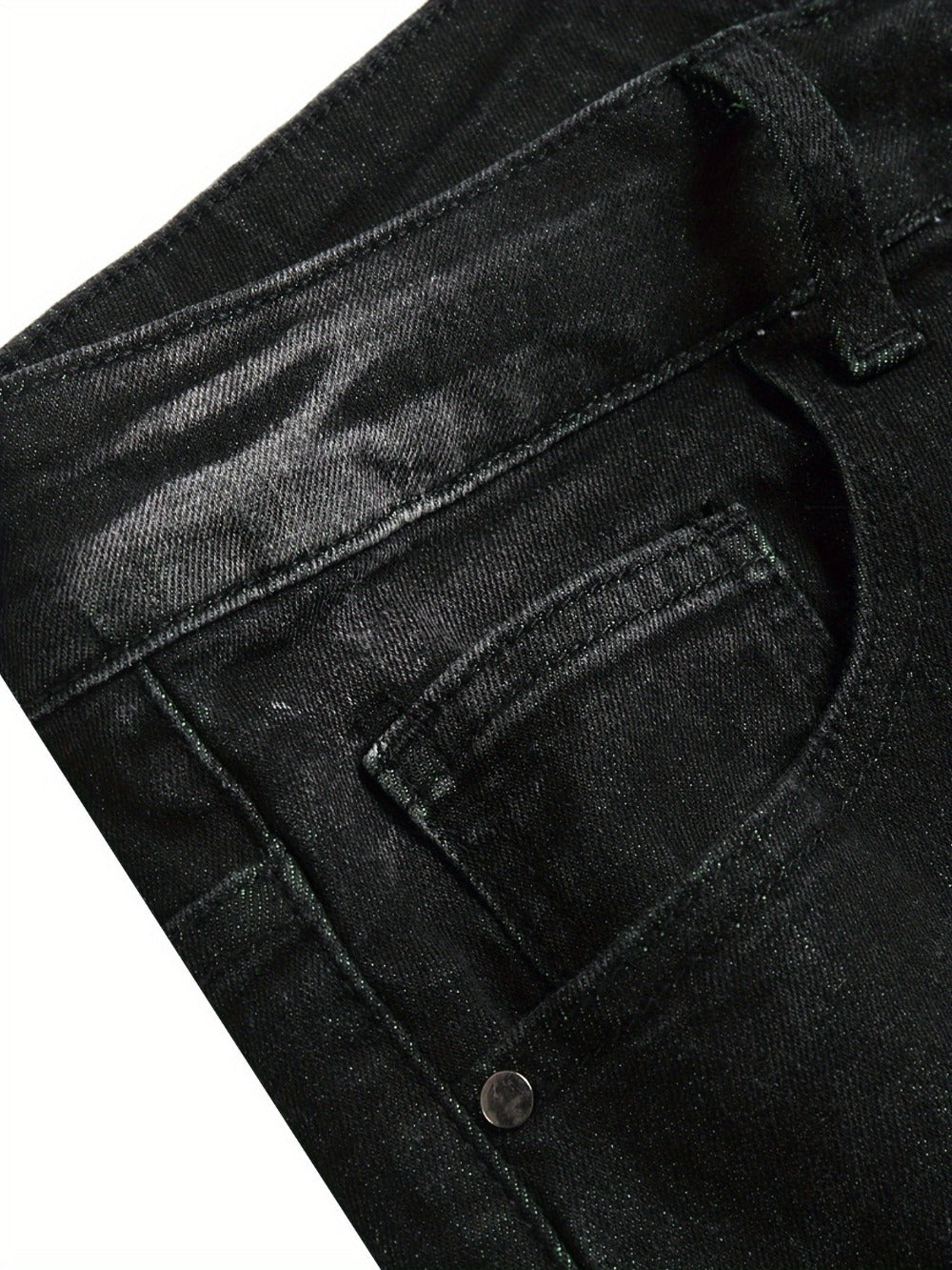 Women's Mid-Rise Jeans - Black Distressed Stretch