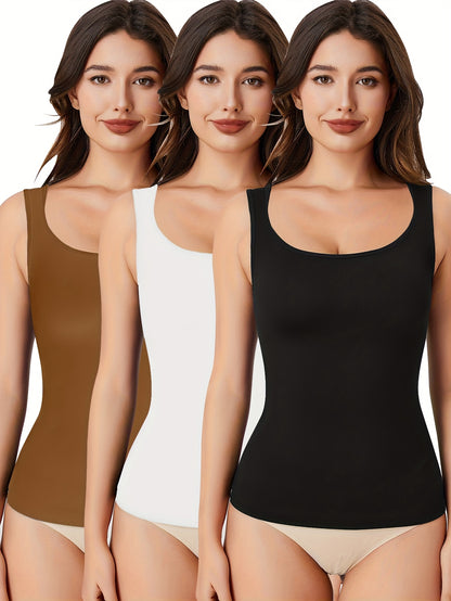 3pcs-Womens Shapewear for Women Tummy Control Tank Top Body Shaper Seamless Compression Camisole Tops, Suitable for Daily Outfits, Shopping, Dates, Parties, And Various Festival