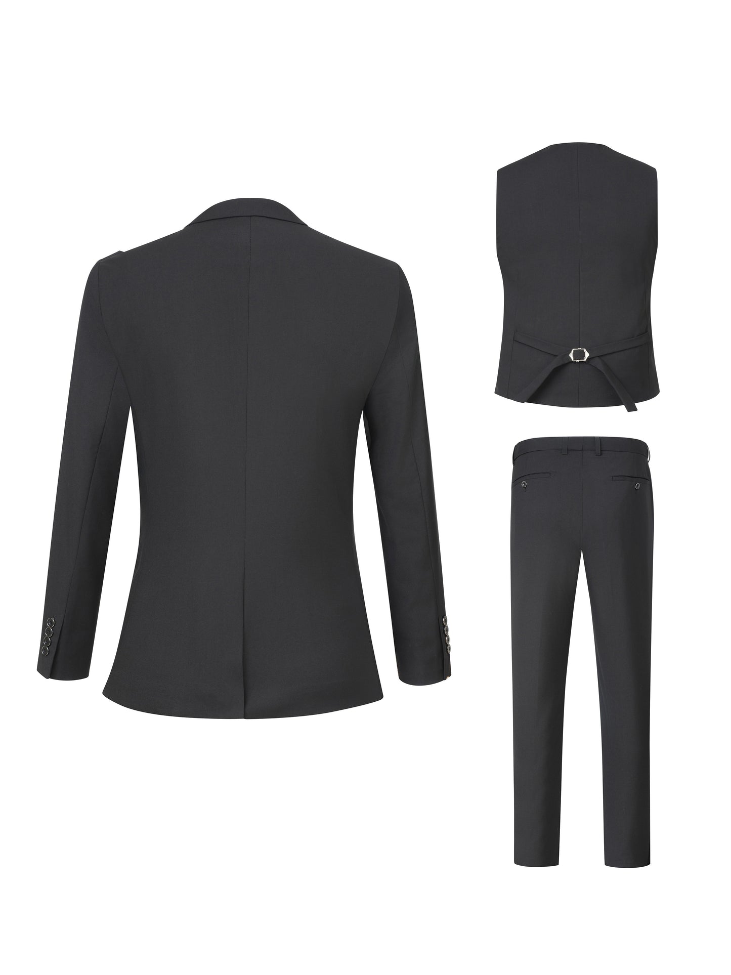 4pcs Luxury Classic Mens Solid Dress Suit Set - Lapel Jacket, Vest, And Trousers, Regular Fit, Long Sleeve, Conventional Contour, Perfect for Wedding Banquet, Business Meetings - High-Quality Fabric, Comfortable Wear, And Stylish Design